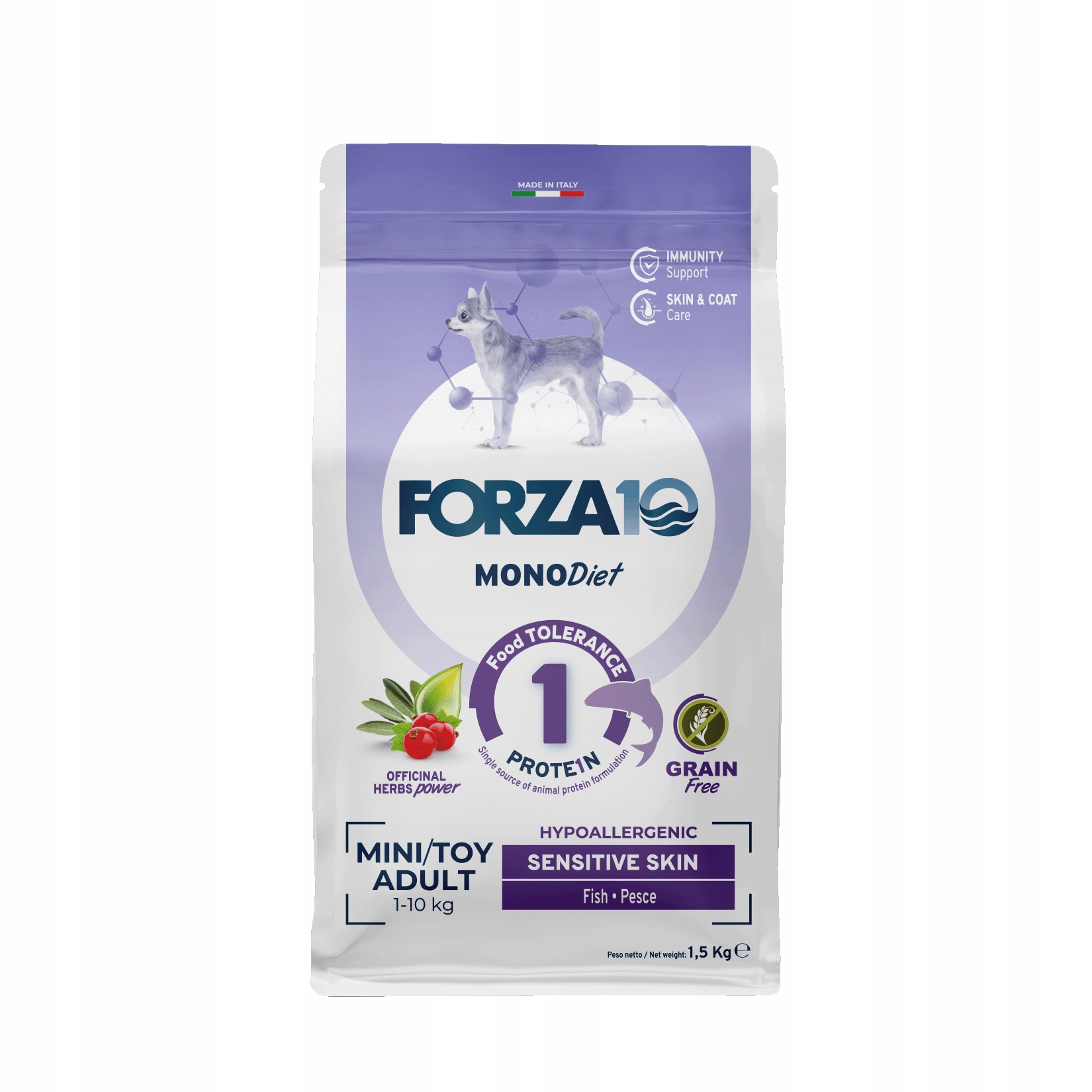 Forza10 Mini/Toy MonoDiet Sensitive Skin ryba pes Hypoallergenic 1,5 kg