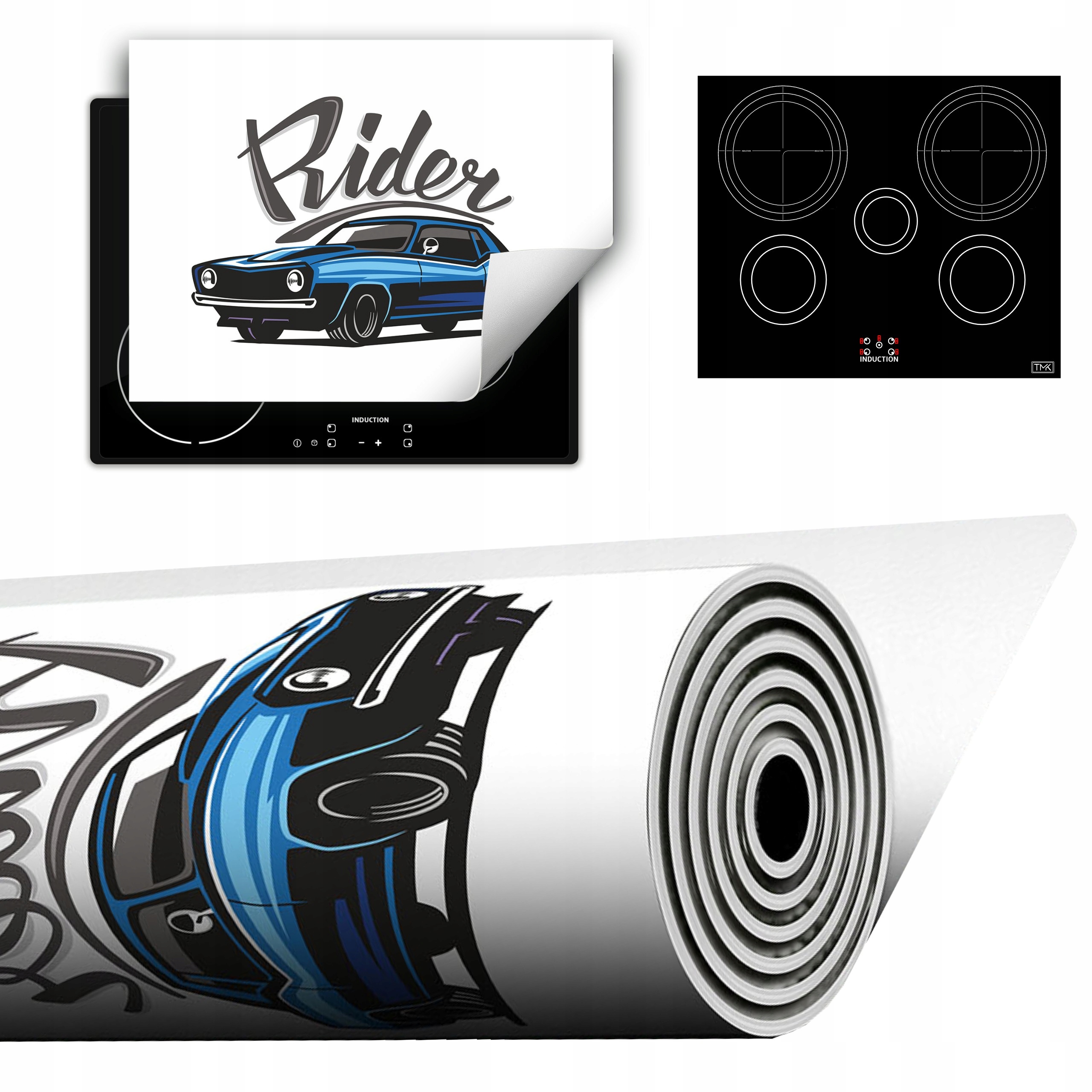 Vinylová Podložka Do Kuchyně Více Místa 70x52 modrá auto