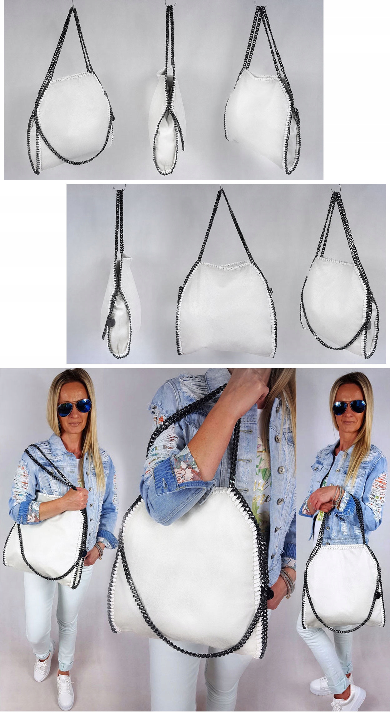 TOREBKA Z ŁAŃCUCHAMI _ TORBA ŁAŃCUCHY _ STELLA BAG Wysokość 40 cm