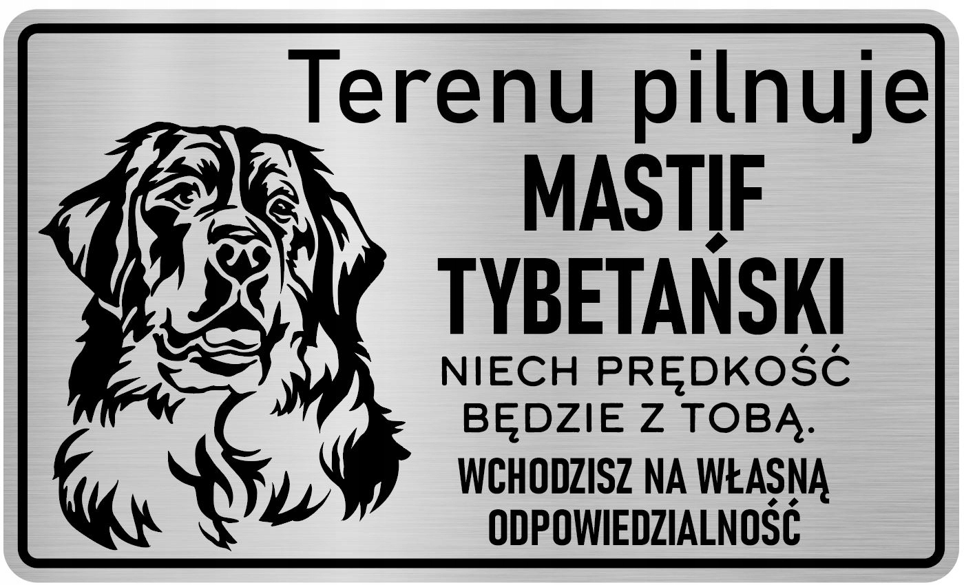 

Uwaga Pies Tabliczka nierdzewna Mastif duża