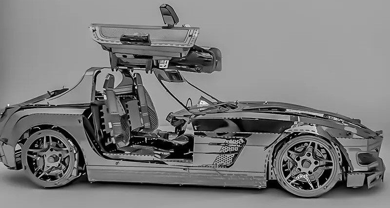 SPORTOWY samochód MERCEDES MB-188 metal model 14+ METALOWE PUZZLE 3D Minimalny wiek dziecka 0