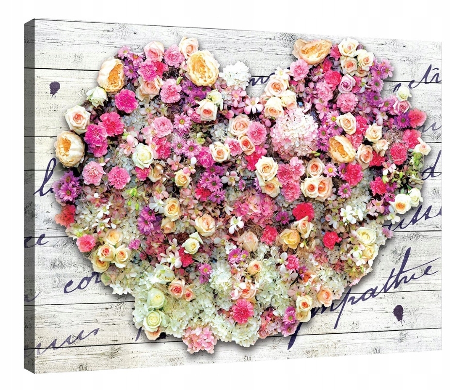 Obraz 100x75 Květinové srdce romantismus jemnost vintage floristika láska