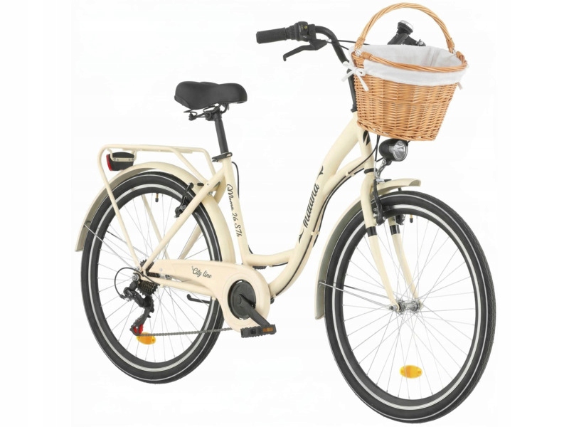 Rower miejski Indiana Moena S7B 26 cali Koszyk wiklinowy z wkładem