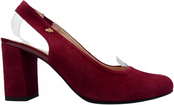 Bordové lodičky bez podpatku s pevným a pohodlným podpatkem Sala 37