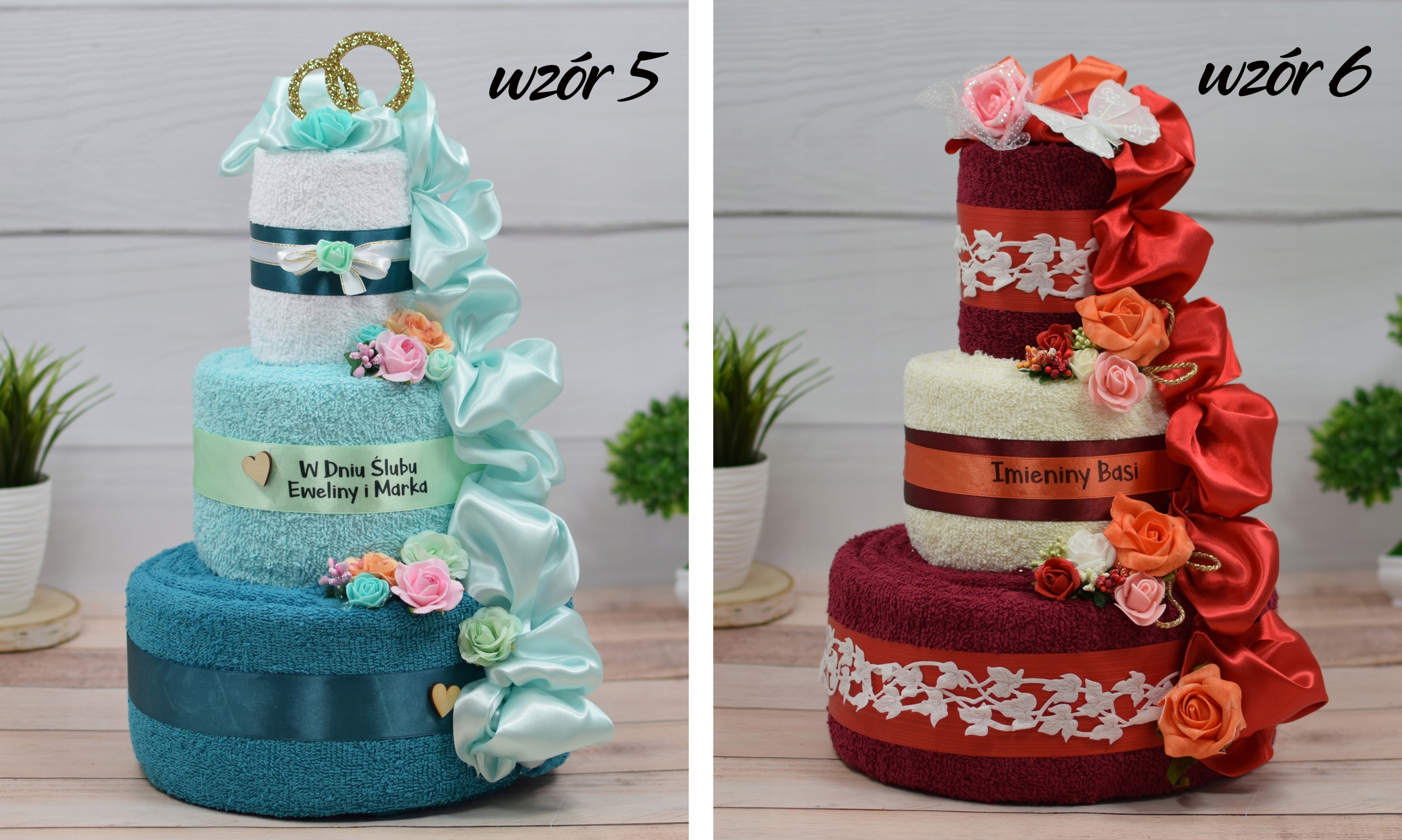 TORT z Ręczników PREZENT na Urodziny Rocznicę Ślub Waga produktu z opakowaniem jednostkowym 2 kg