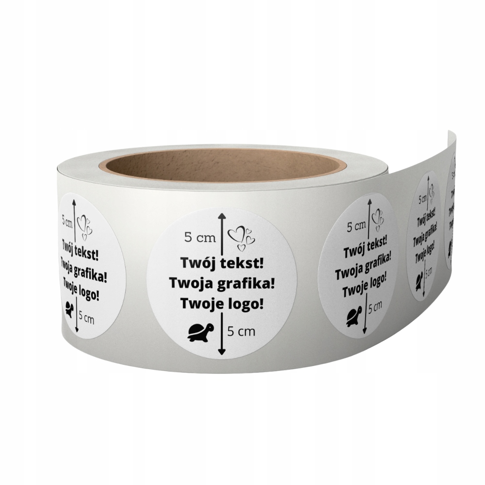 

Naklejki Twój Tekst Logo etykiety 200 szt Fi 5 cm