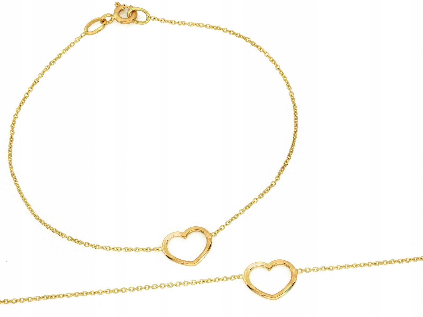 Náramek řetízek 585 s rámečkem Srdíčka r18 se srdcem 0.92 g Srdce
