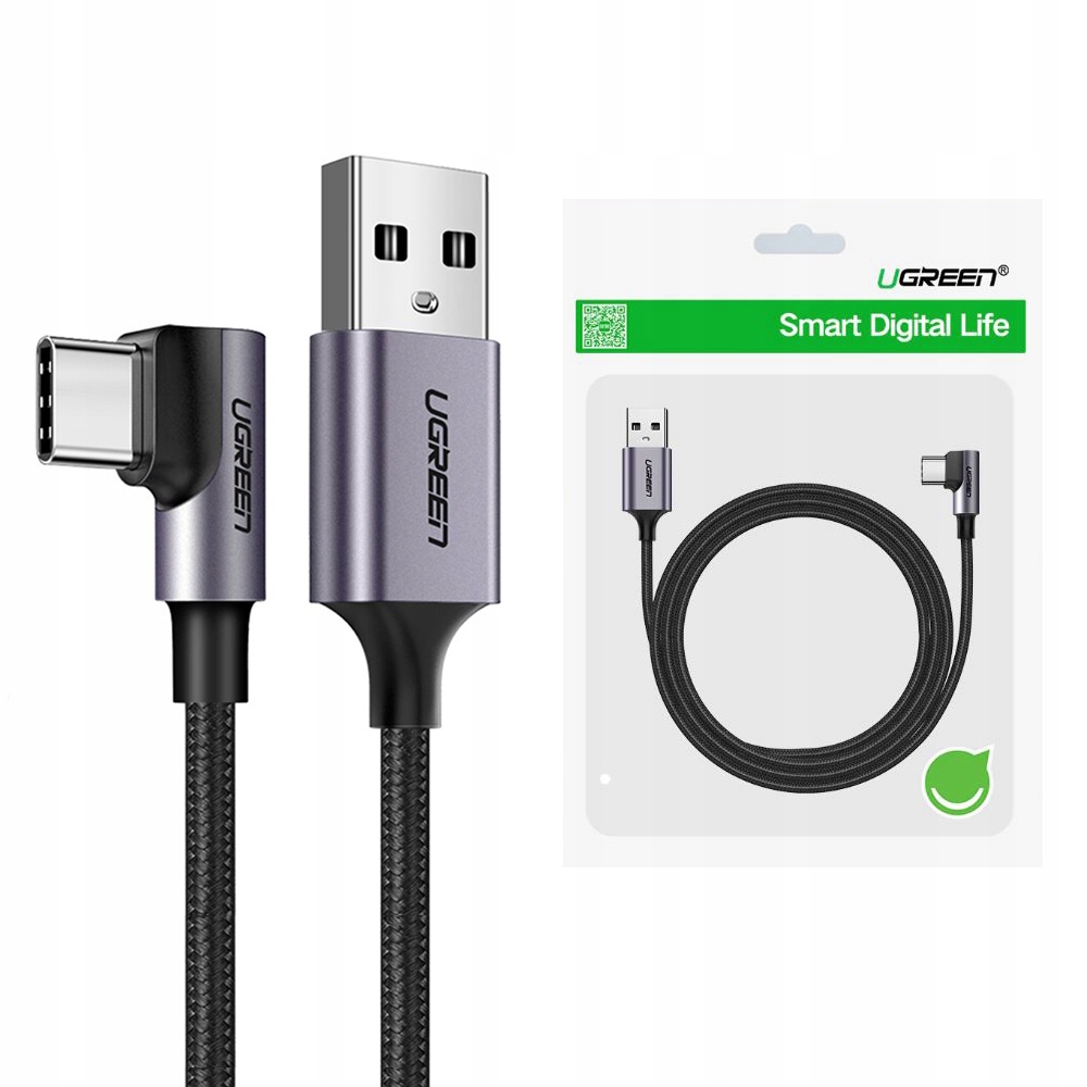 

Ugreen Pleciony Kabel kąt 90 stopni Usb-c Usb 1m