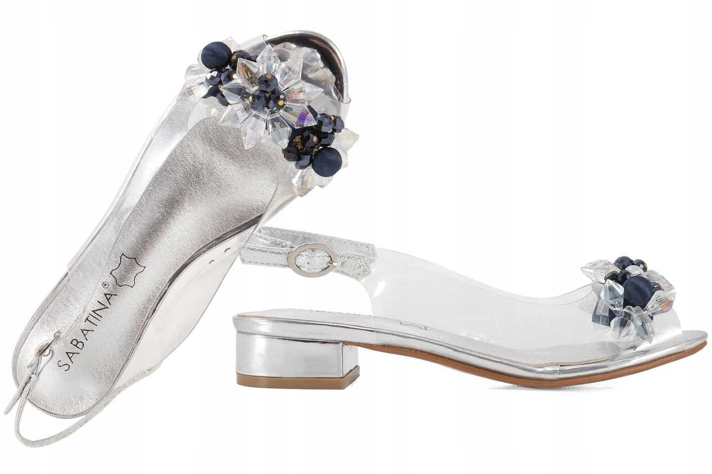 Sabatina 380-9 Dámské Sandály Transparentní Gelové Balerínky stříbrné 36