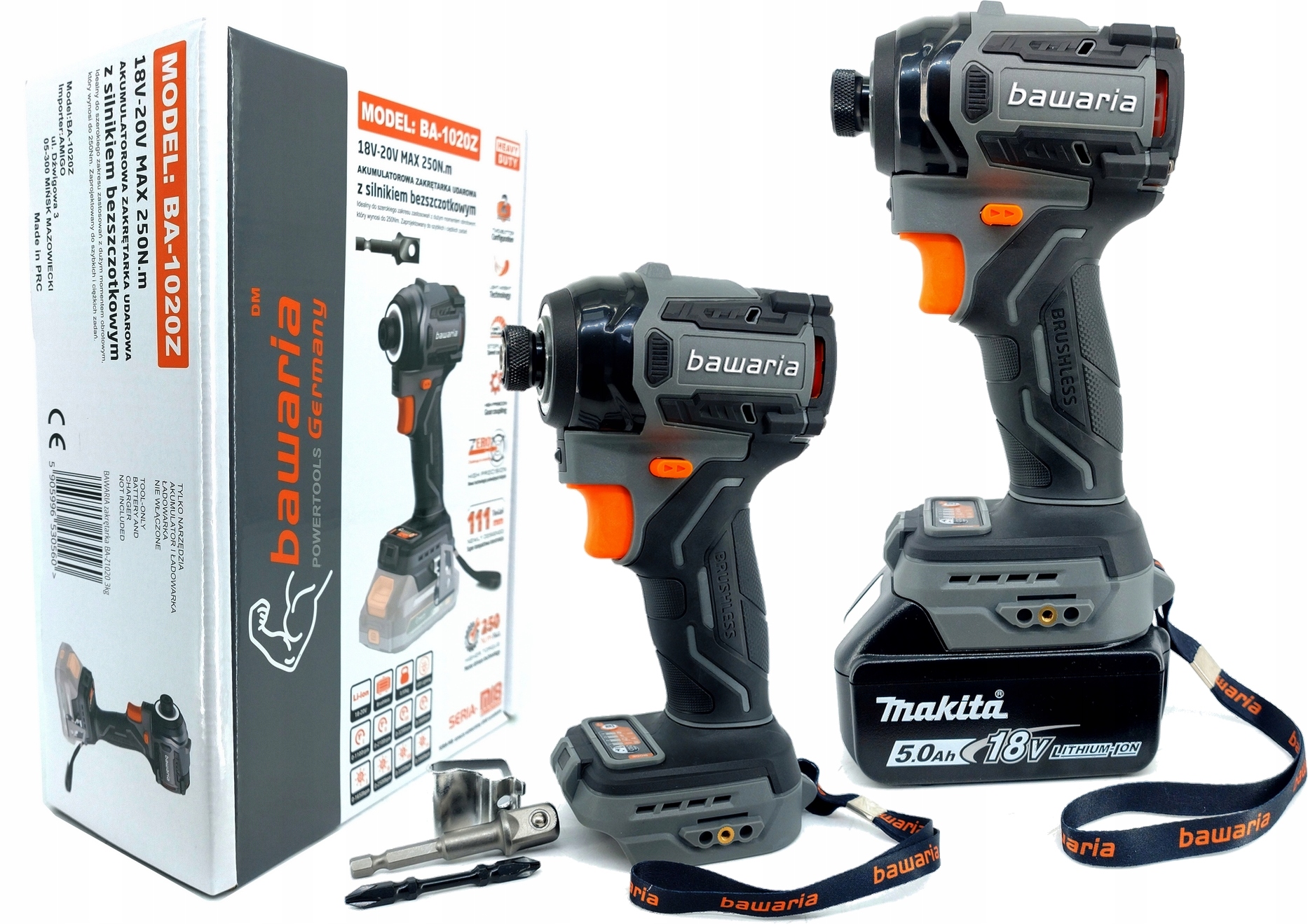 Bawaria BA-1020Z Zakrętarka Akumulatorowa Klucz Udarowy 250NM Led solo