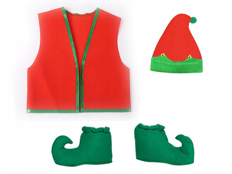 

Kostium Elf Czapka Elfa Buty Skrzata Zielony 3el