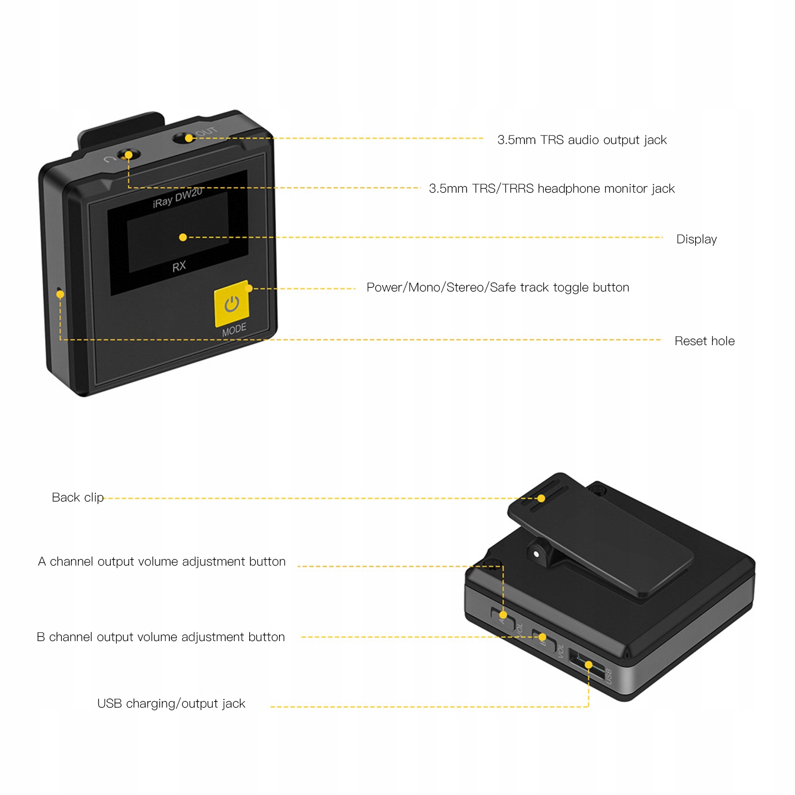 7RYMS IRay DW20A 2.4G bezprzewodowy mikrofon Rodzaj inny