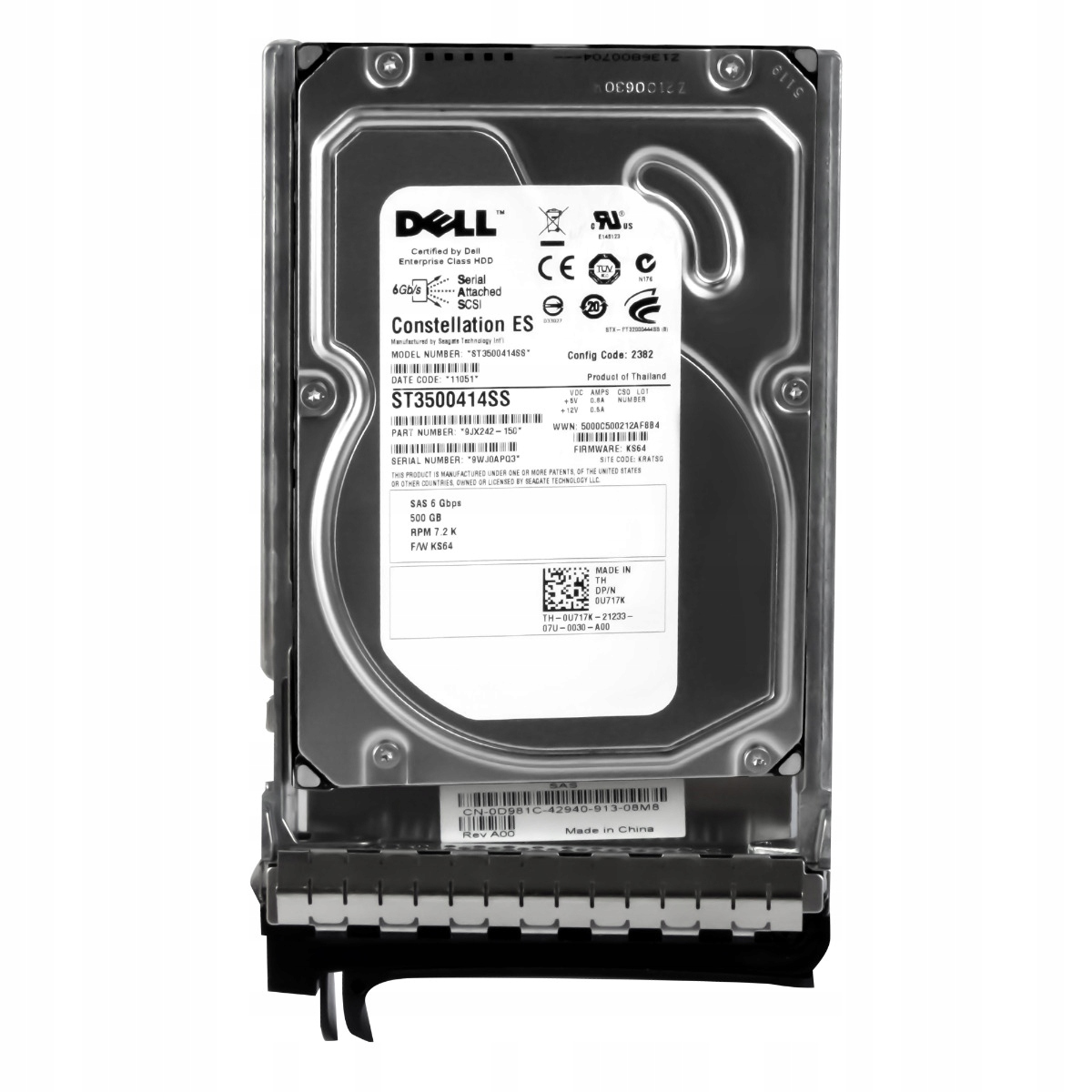 Dell 0U717K 500GB 7.2K 16MB SAS-2 3.5" ST3500414SS