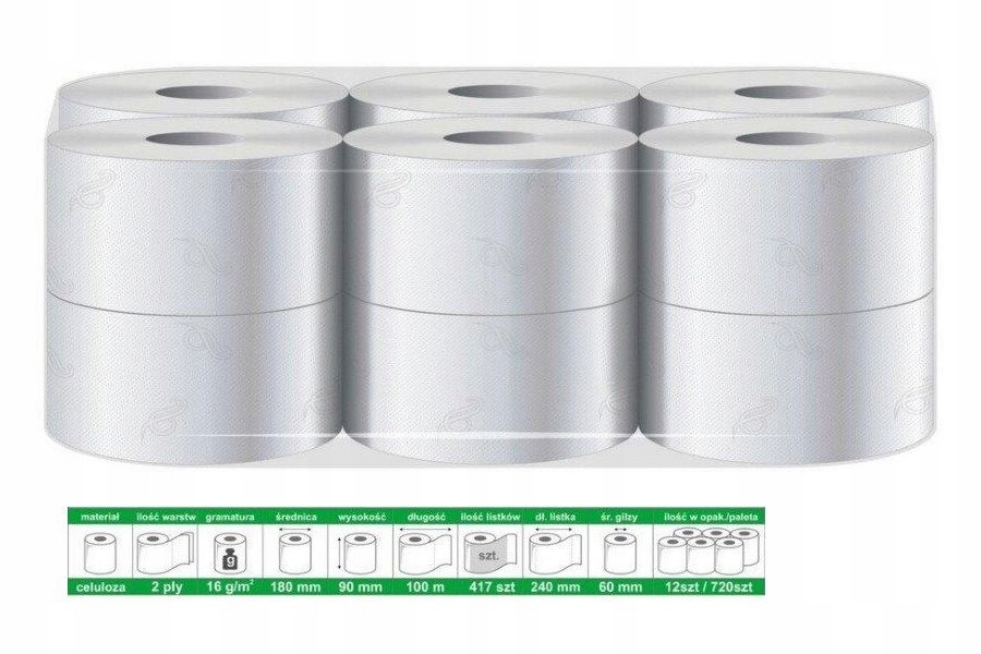 Papier/ręcznik 100% celuloza, 100M/9CM OP. 12SZT