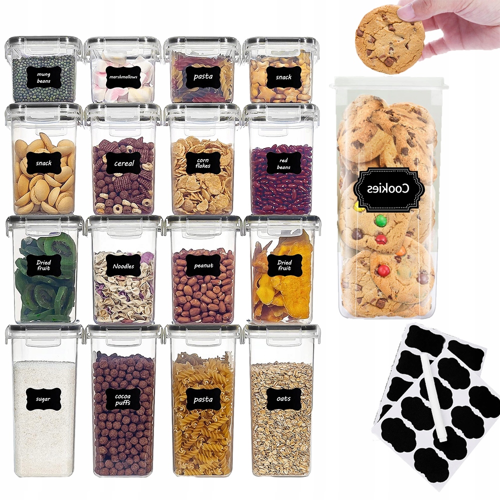 16X Sklenice Plastové Nádoby 2.8L 2L 1.4L 0.8L