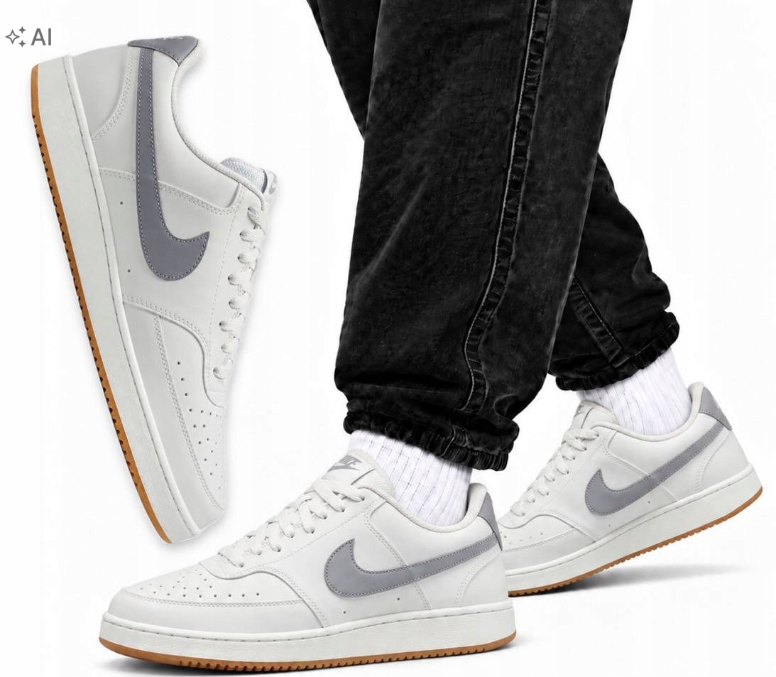 Buty męskie Nike Skórzane Białe Solidne sportowe Na Co Dzień r. 43
