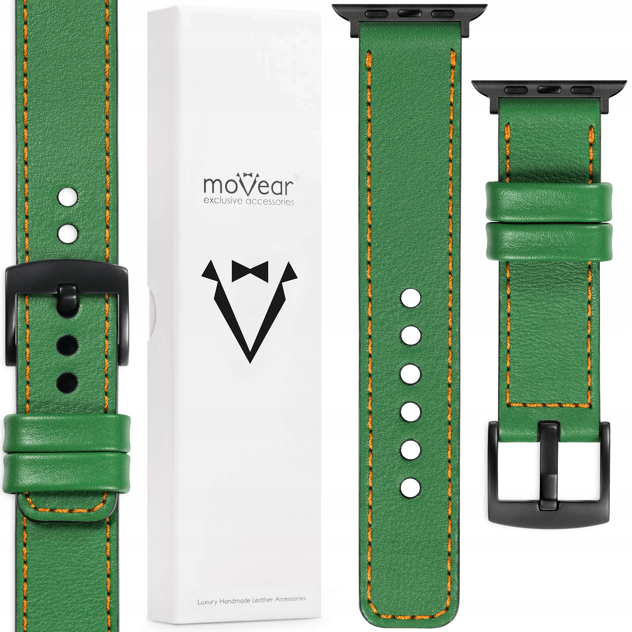 Prémiový kožený řemínek pro Apple Watch 49/46-44 mm zelený Movear