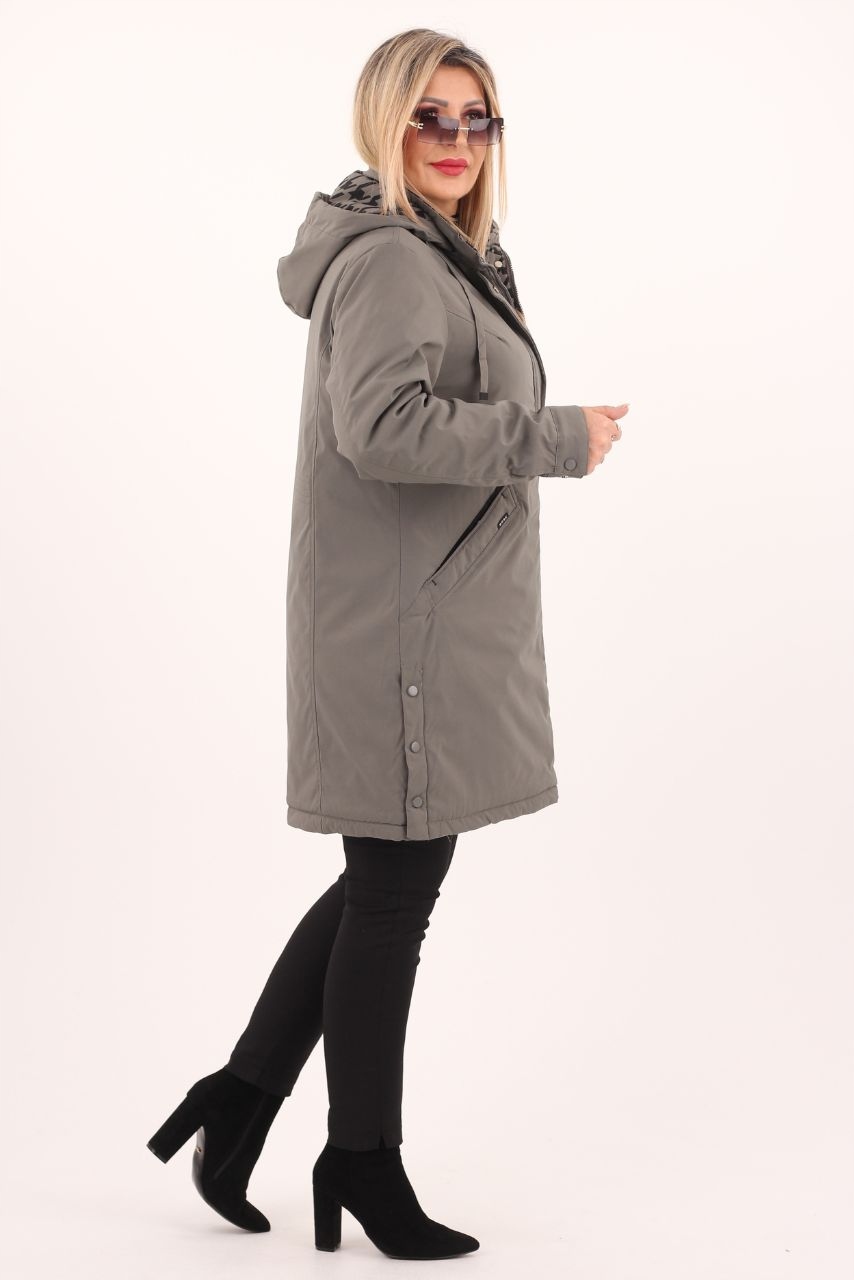 KURTKA DAMSKA PARKA Z KAPTUREM DUŻE ROZMIARY PRZEJŚCIOWA DŁUGA ELEGANCKA Rozmiar 42