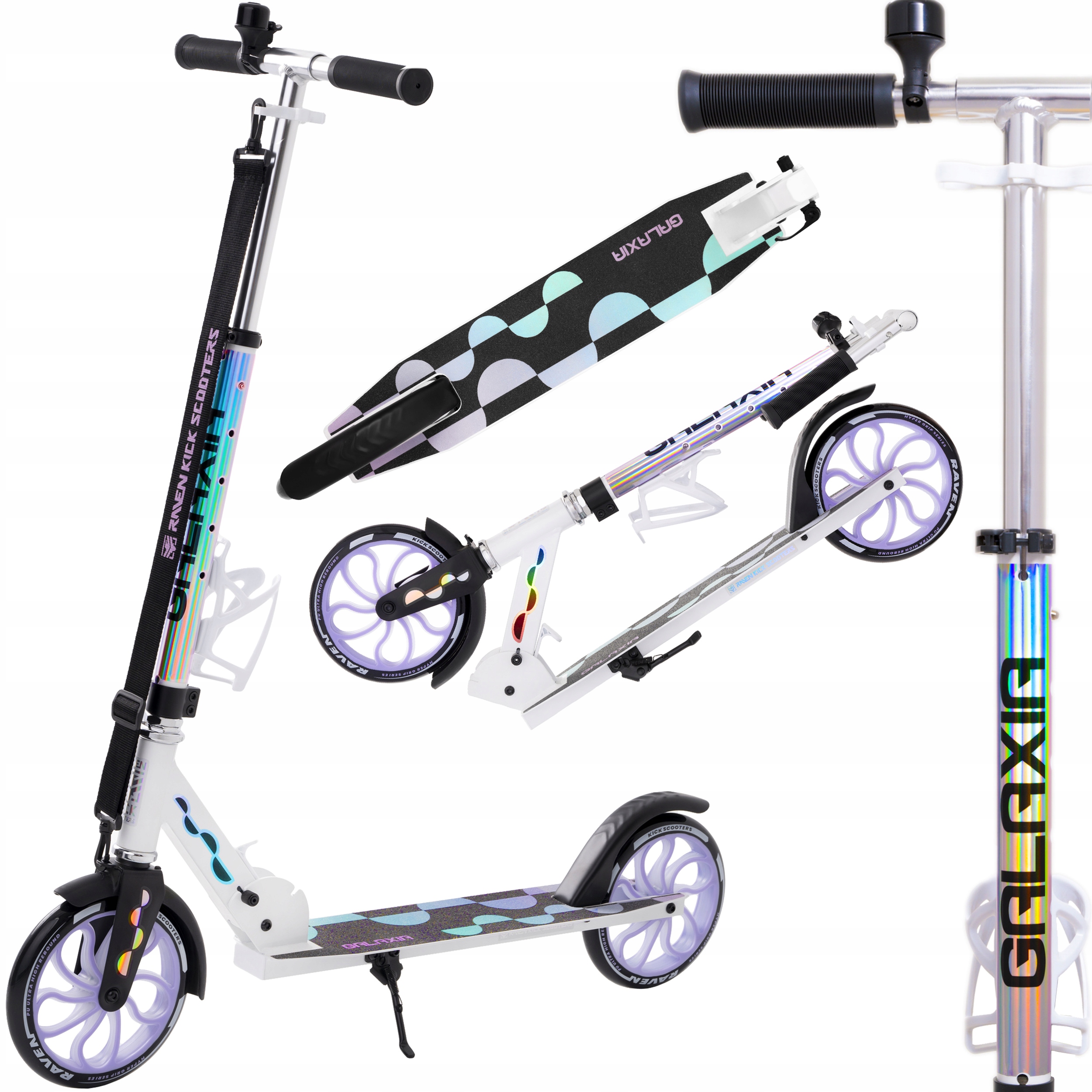 Hulajnoga Raven Galaxia Holo 200mm z koszykiem, dzwonkiem, kołami Led