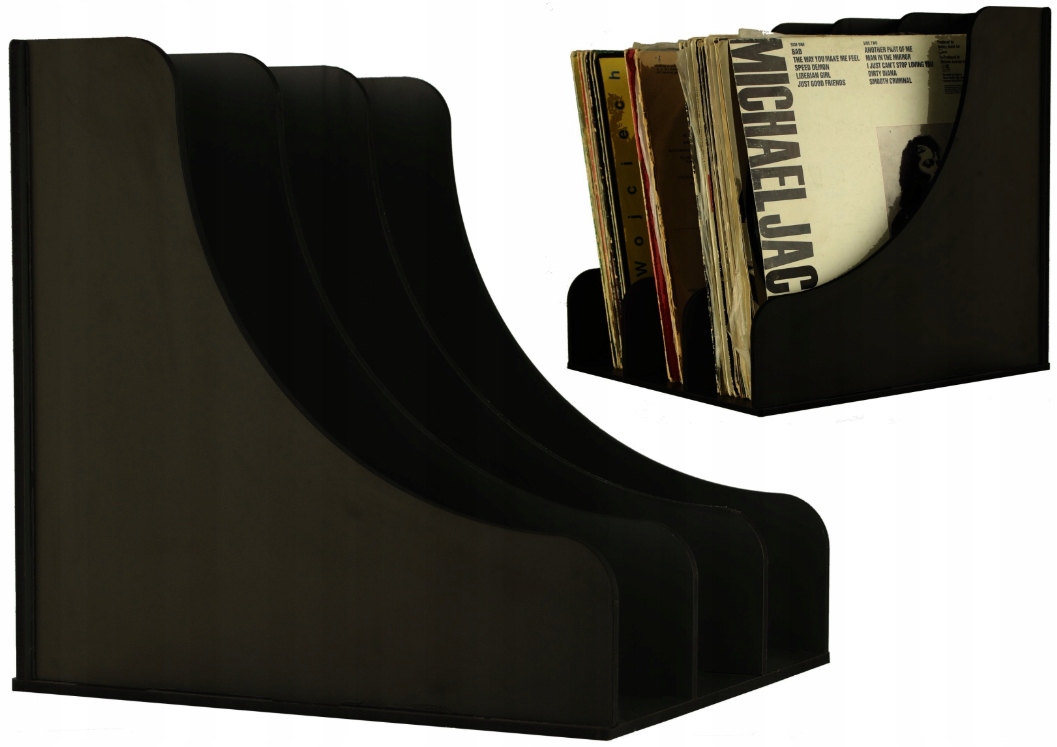 Stojak Na Płyty Winylowe Organizer Winyle Czarny 75 Płyt 32 CM