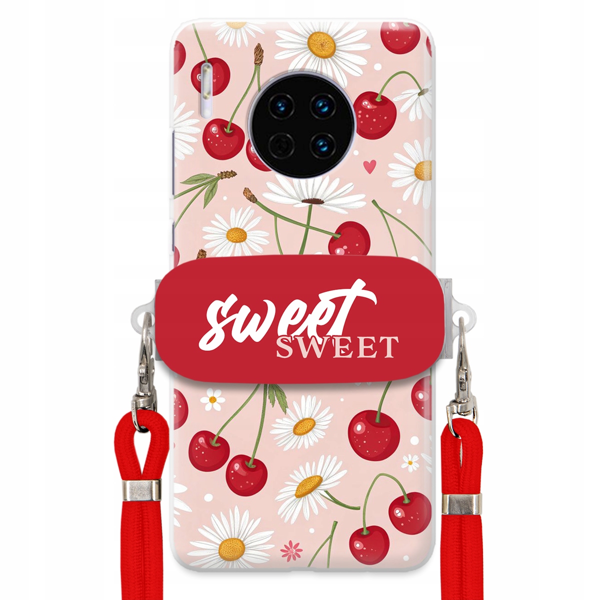 Puzdro pre Huawei Mate 30 Pro Červené vodítko držiak Sweet Sweet Kvet čerešne