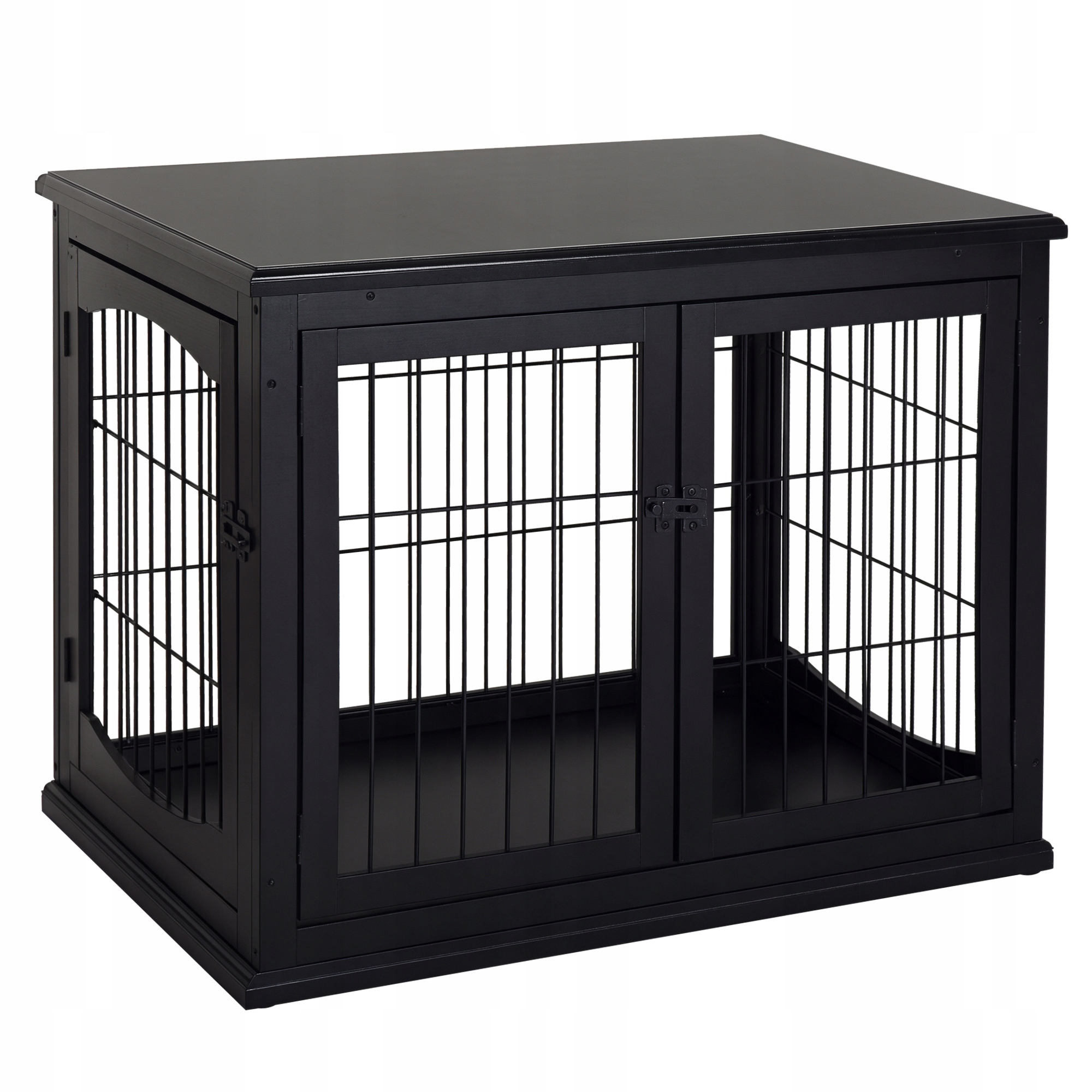 PawHut Klec pro psa s deskou, černá, Mdf, kov, 58,5 x 81 x 66 cm