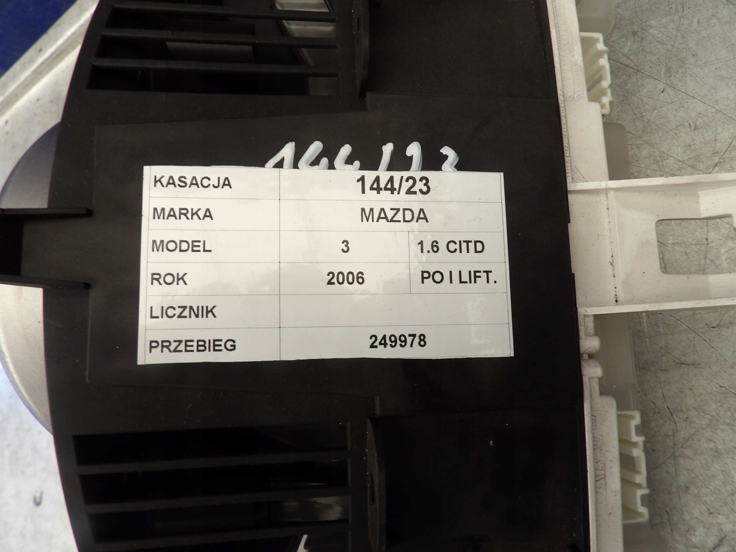 Liczniki, dials Mazda 3 lift 1,6CITD 4T BN9J A
