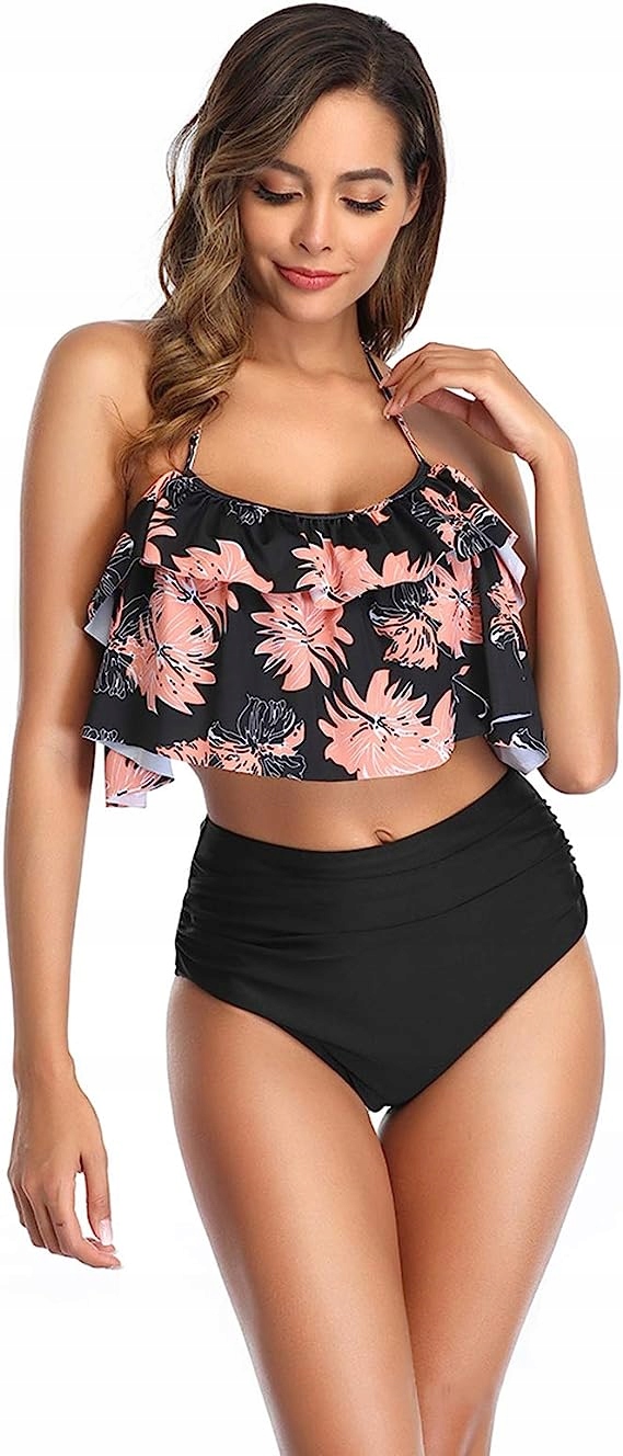 BIKINI DWUCZĘŚCIOWE PUSH UP WYSOKI STAN CZARNE M Płeć kobieta