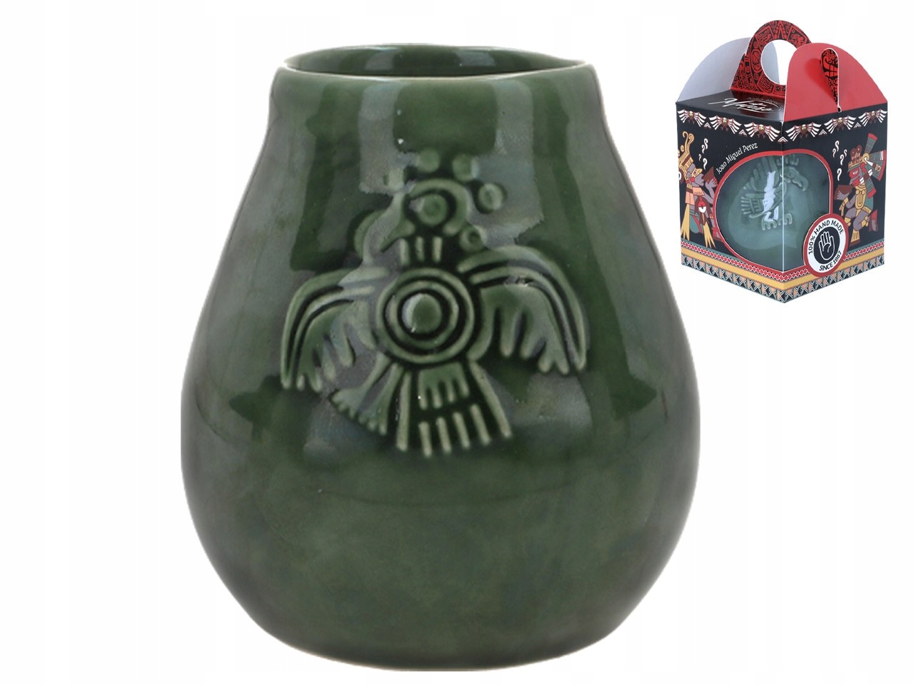 Naczynie Ceramiczne do Yerby zieleń transparentna