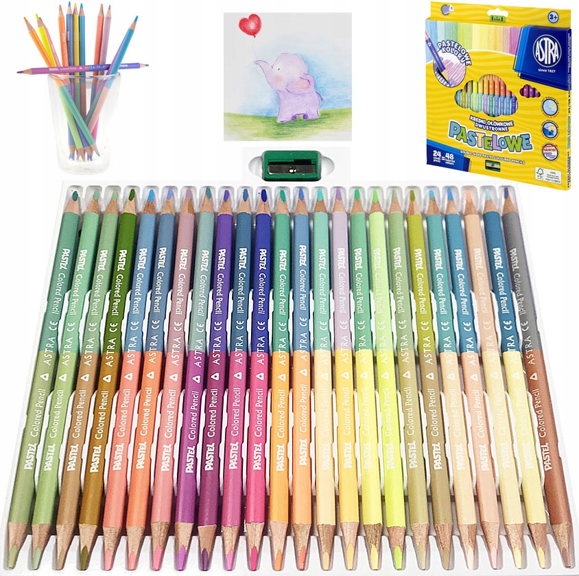 KREDKI DWUSTRONNE ASTRA 24/48 PASTELOWYCH KOLORÓW