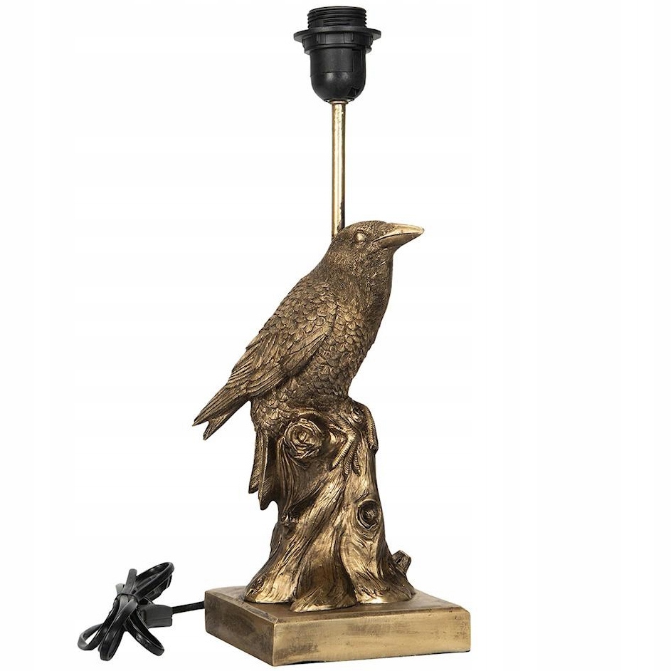 Stolová Nočná Lampa E27 Zlatá Vták Kruk 41 cm do obývacej izby a spálne