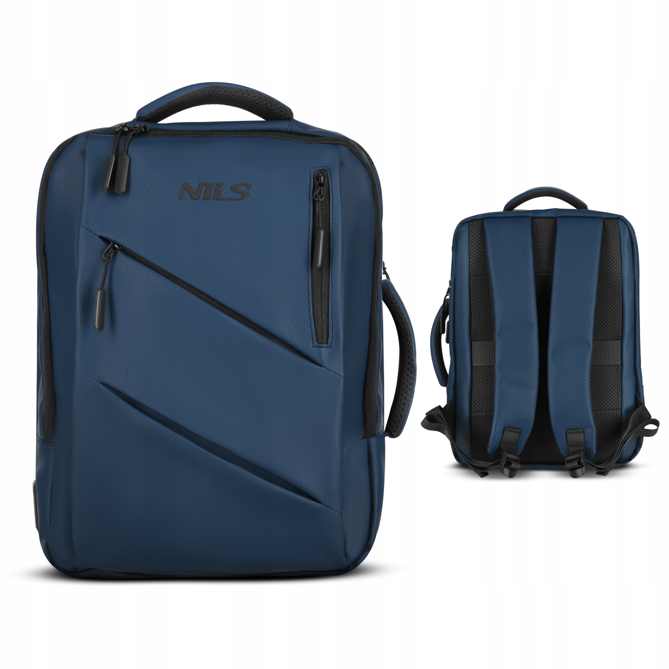 Modrý batoh na městský notebook s Usb-c popruhem na kufr 15L Nils