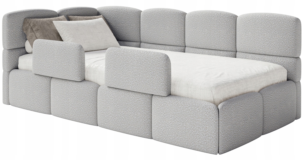 Postel pro mláděž 120x200 cm Cloudy světle šedá boucle s levými zábranami