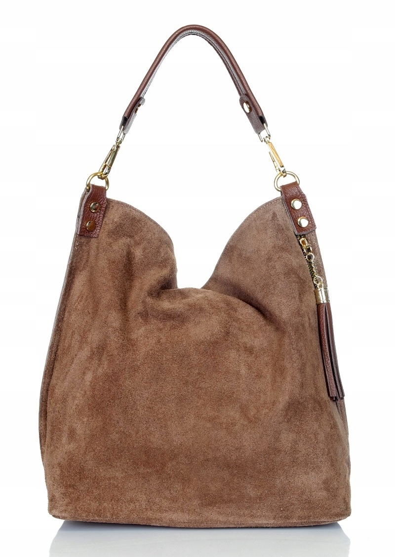 VERA PELLE Włoska Zamszowa TOREBKA worek Skóra naturalna Z15 Marka Vera Pelle