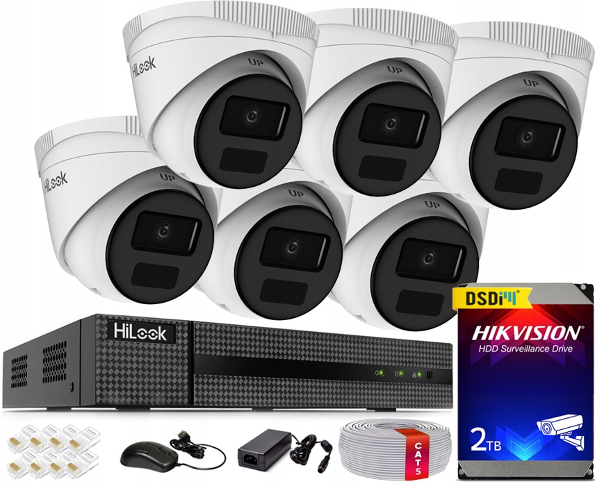 Sada Pro Monitorování 6 Kamer 4MPx 2K+ Externí Poe Hilook By Hikvision 2TB