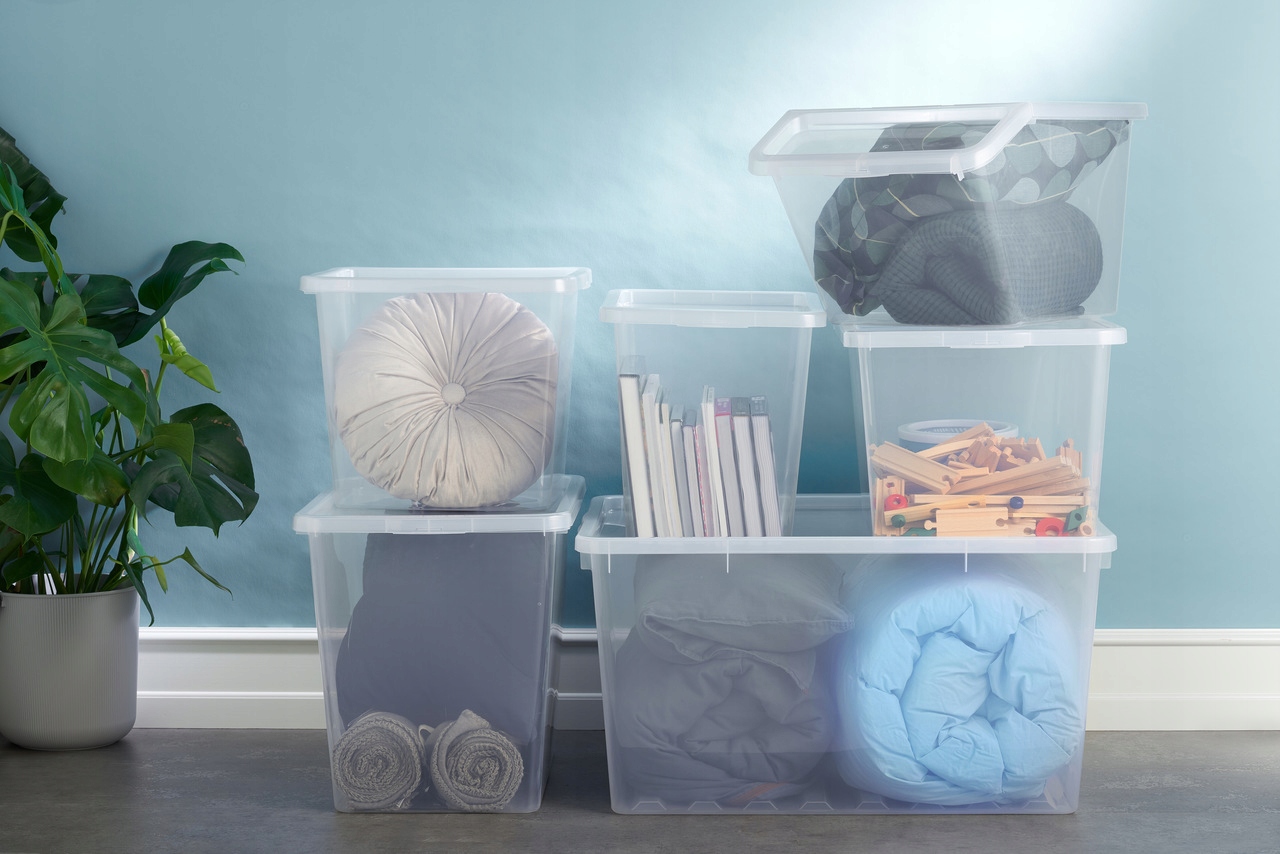 POJEMNIK PUDEŁKO Z POKRYWA PLASTIKOWY ŻYWNOŚĆ DUŻY BASIC BOX PLAST TEAM 52L Kolor biały przezroczysty