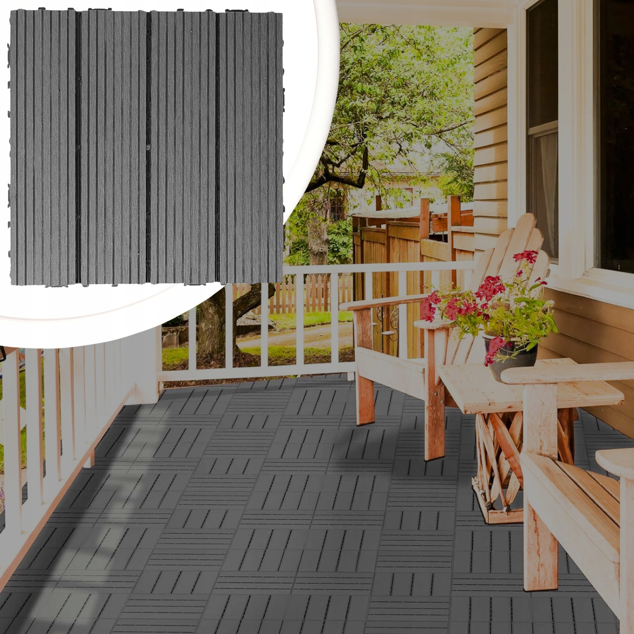 PODEST TARASOWY KOMPOZYTOWY PODŁOGA NA TARAS SZARY DREWNO 30x30x2,5cm Producent Memfis