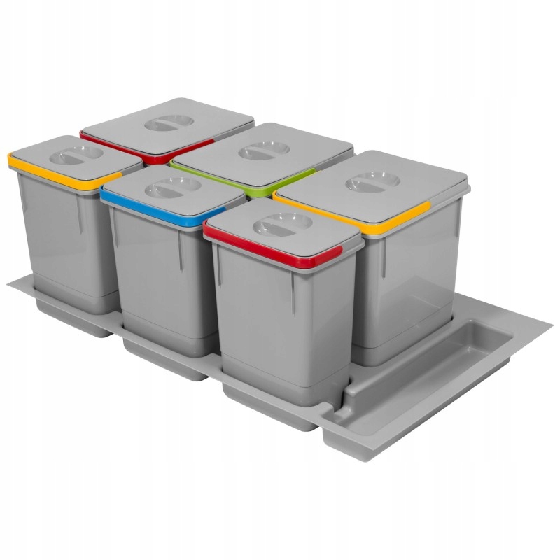 Kôš Zakladač 900MM Na Odpadky Rubio 3x15L+3x7L Sivý Amix Vložka Nádoby