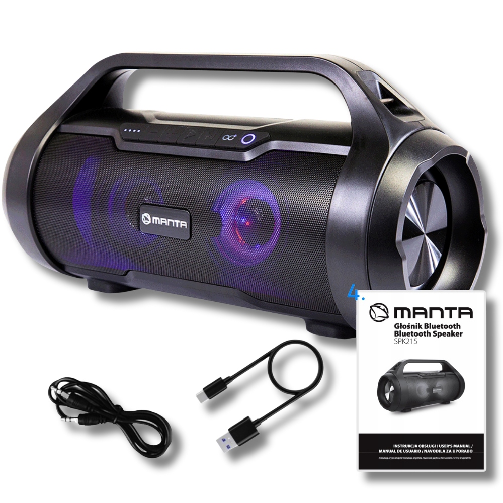 Bluetooth přenosný bezdrátový reproduktor Manta, voděodolný Xbass