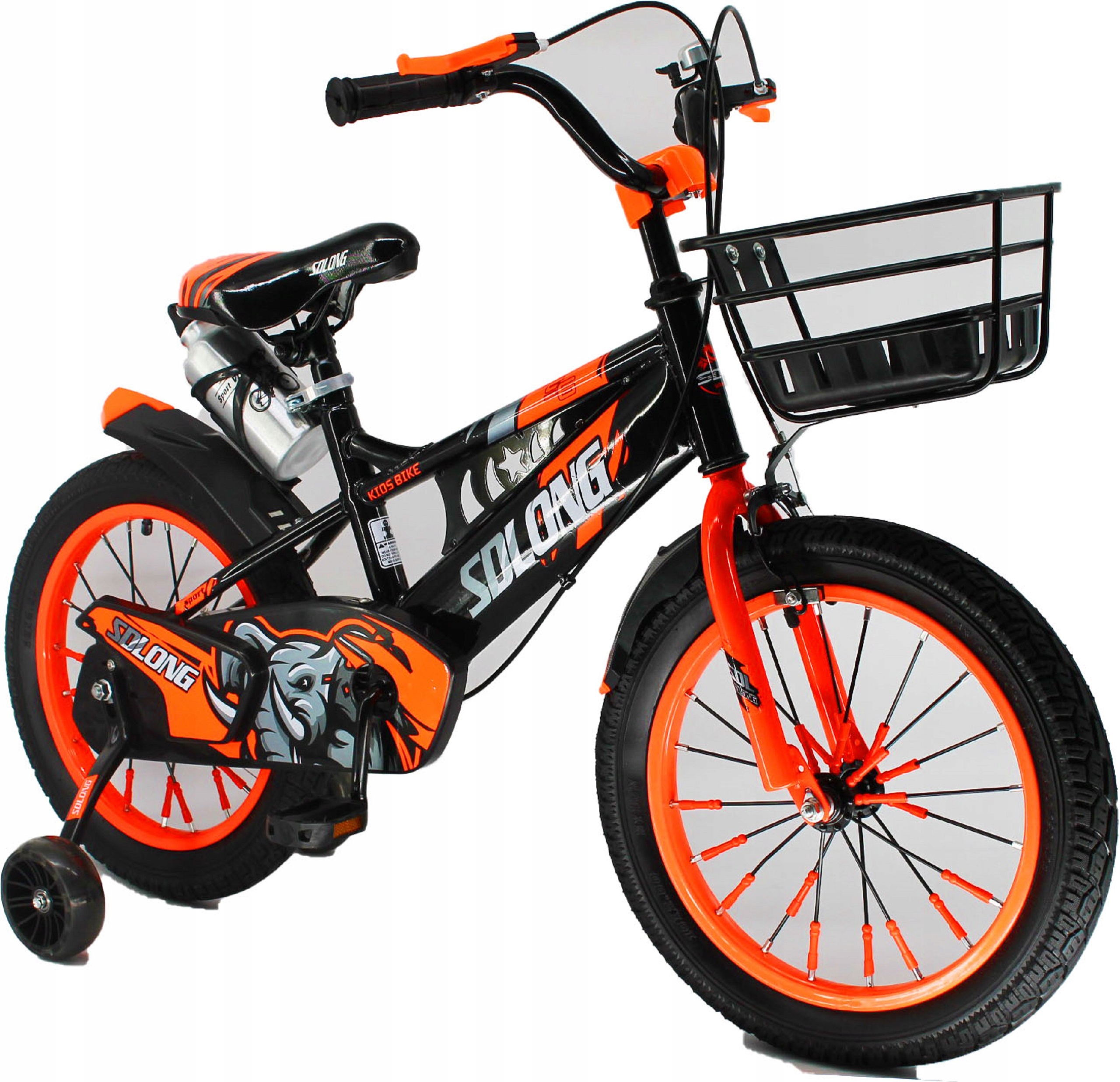 Rower Dziecięcy Rowerek 16 Cali Koszyk kółka Dla Dziecka Pomarańczowy