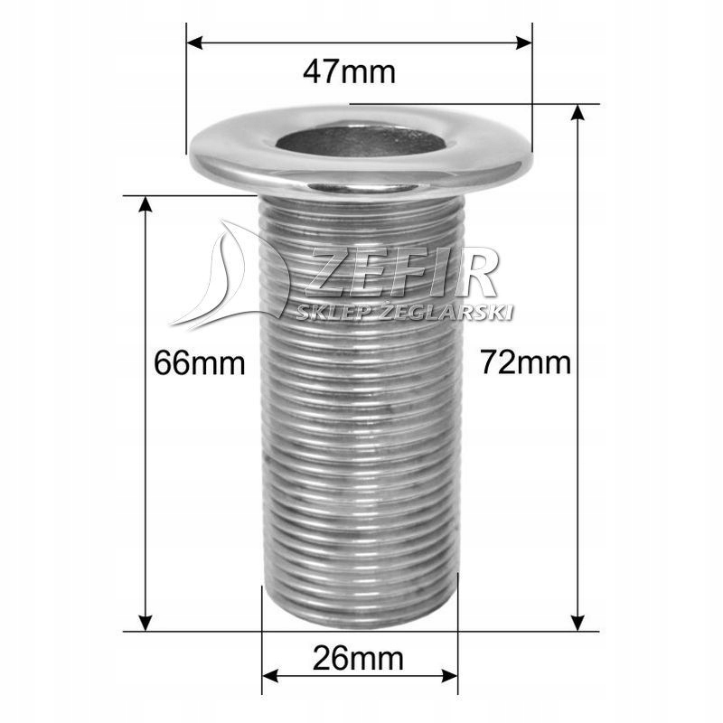 PRZEJŚCIE BURTOWE ODPŁYW NIERDZEWNY 19mm - 01476 Model 19mm