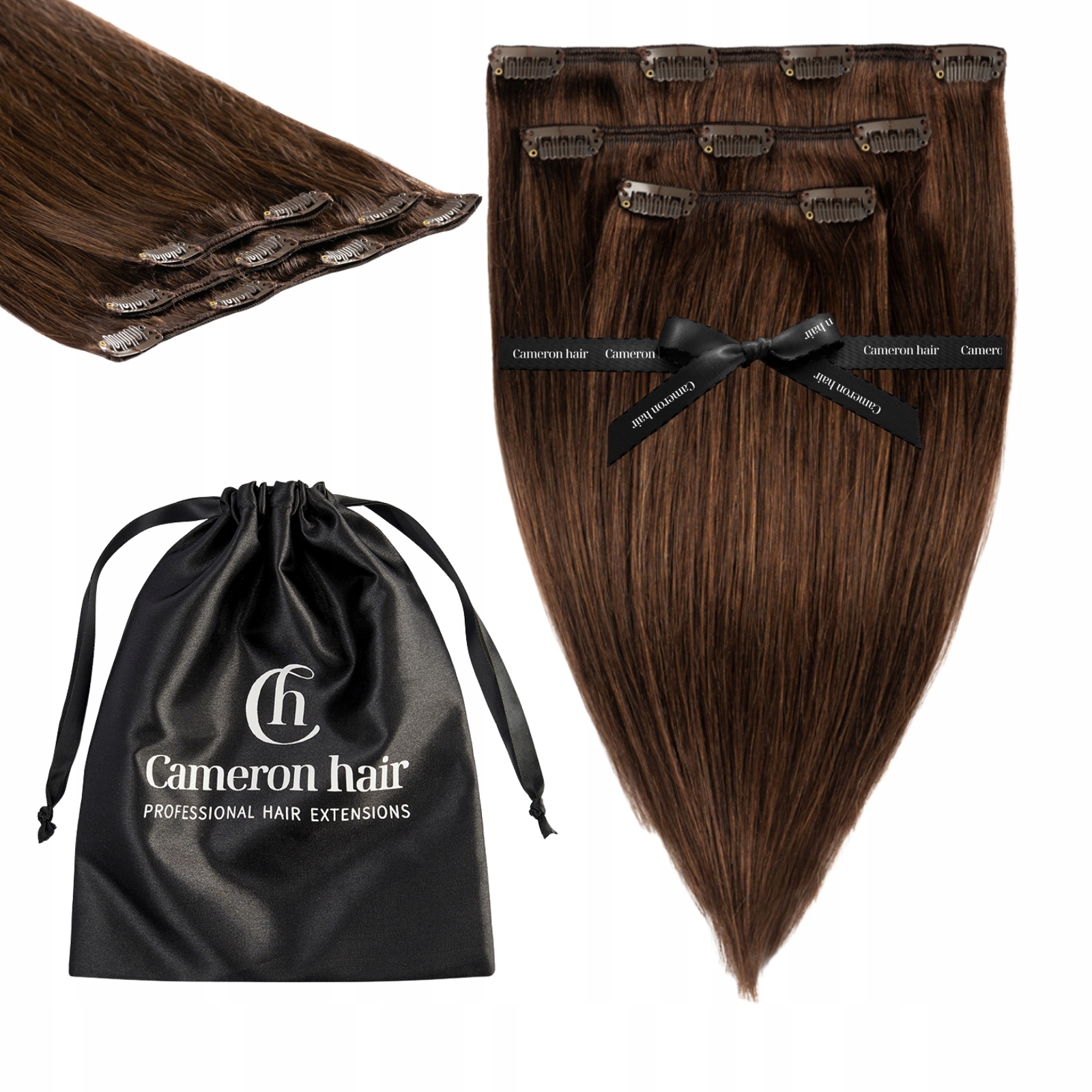 Włosy naturalne Clip In 30 cm 3 taśmy 50 gramów #3 Naturalny brąz