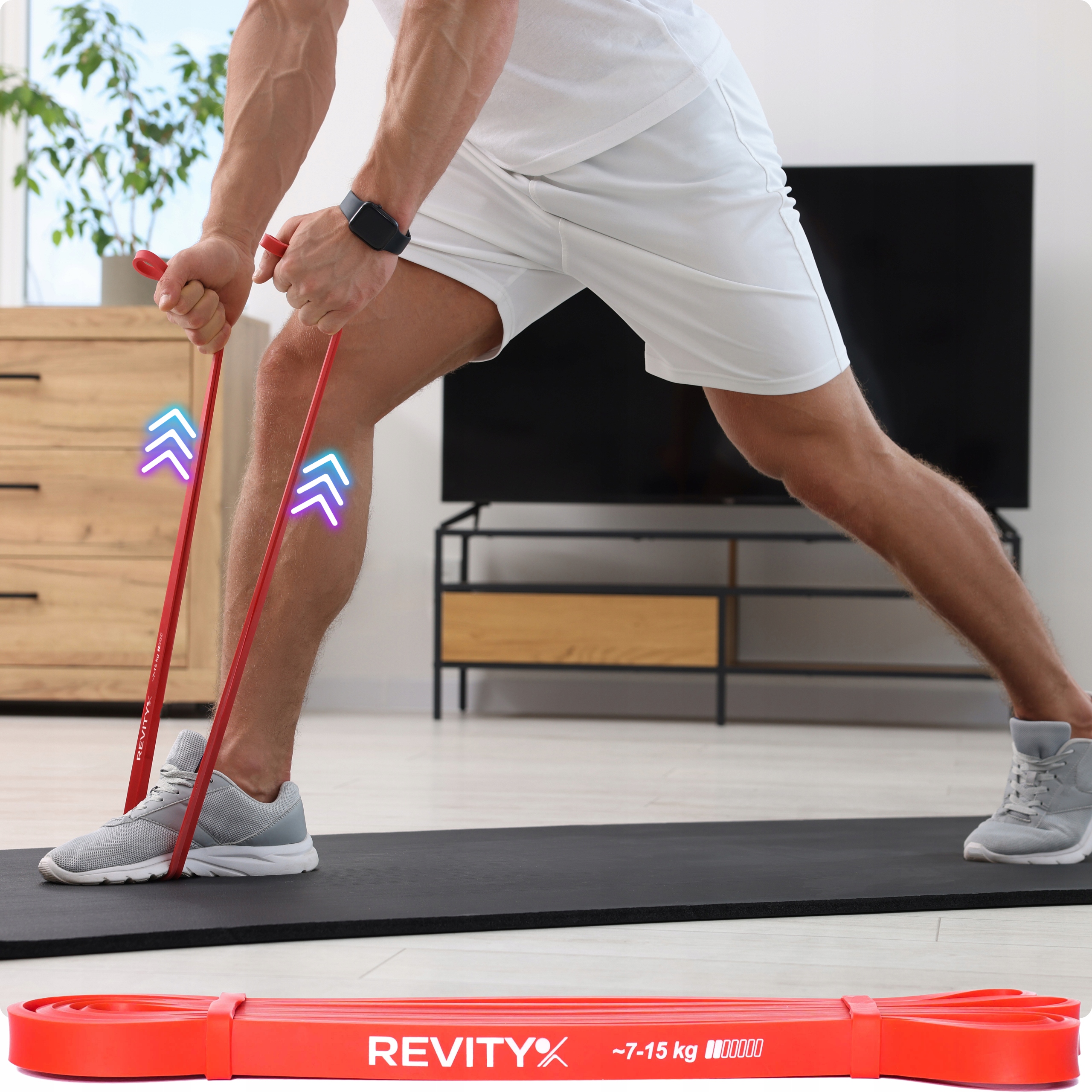 TAŚMA GUMA OPOROWA DO ĆWICZEŃ FITNESS CROSSFIT REHABILITACJI CZERWONA Marka Revity