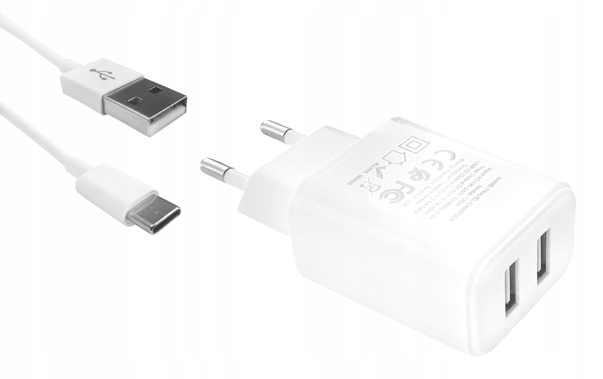 

Szybka ładowarka 2x Usb 2.1A + 1x kabel Usb typ C