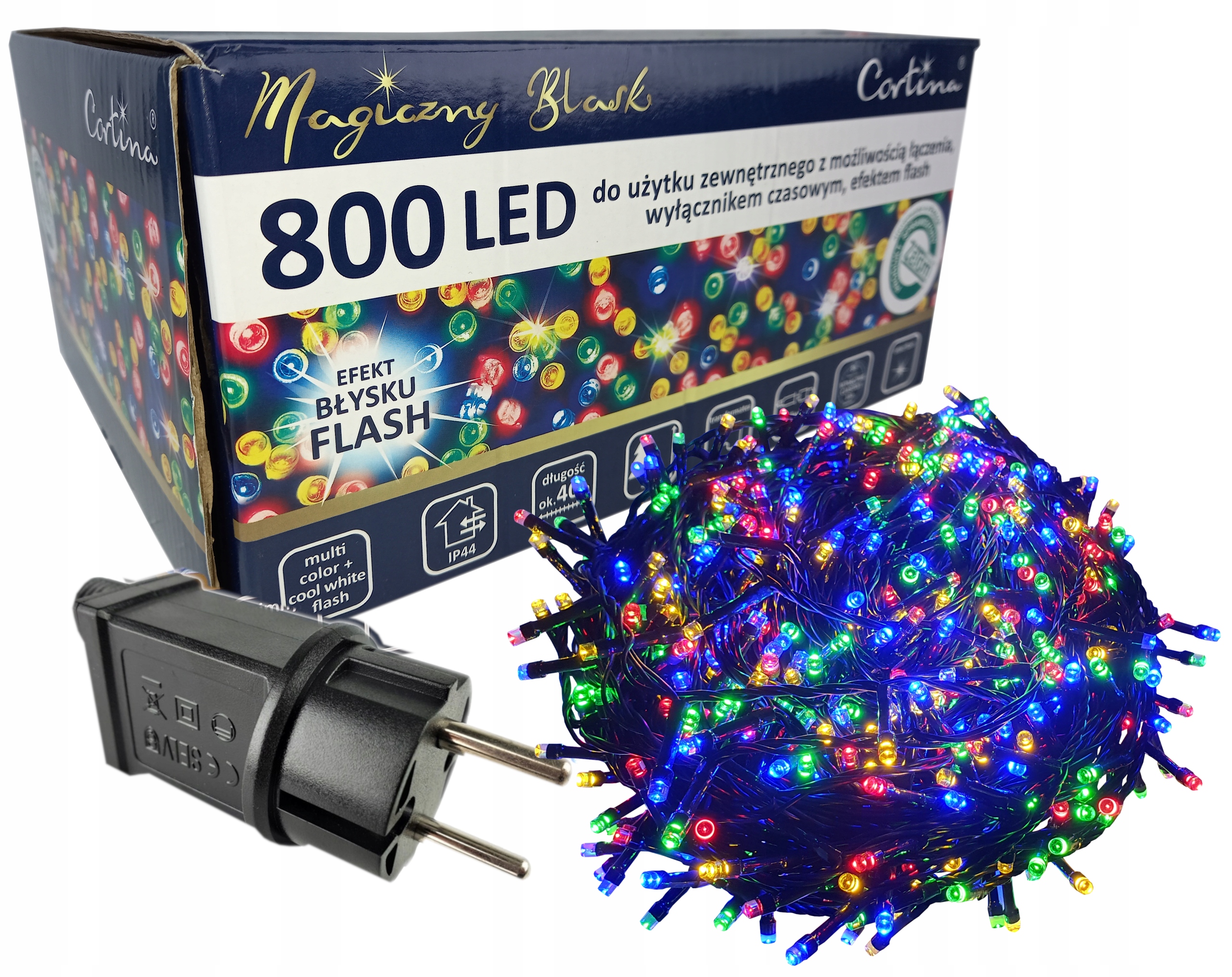 Vánoční Osvětlení Na Stromeček 800 Led s Časovačem Efekt Blesku na Stromeček Multi Blesk Studená Bílá