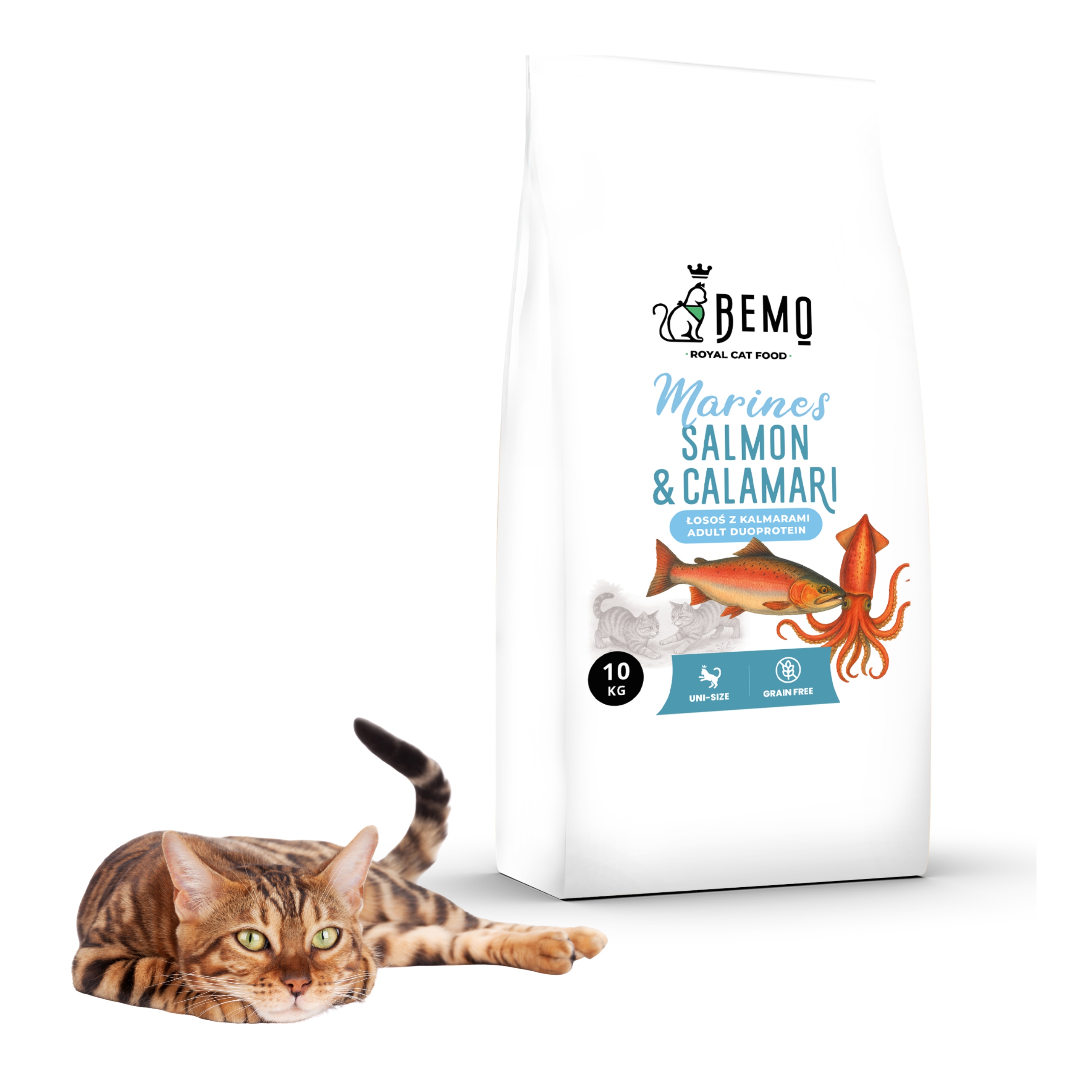 Levně Bemo Cat Marines 10 kg prémiové suché Krmivo pro kočky bez obilovin kalamáry