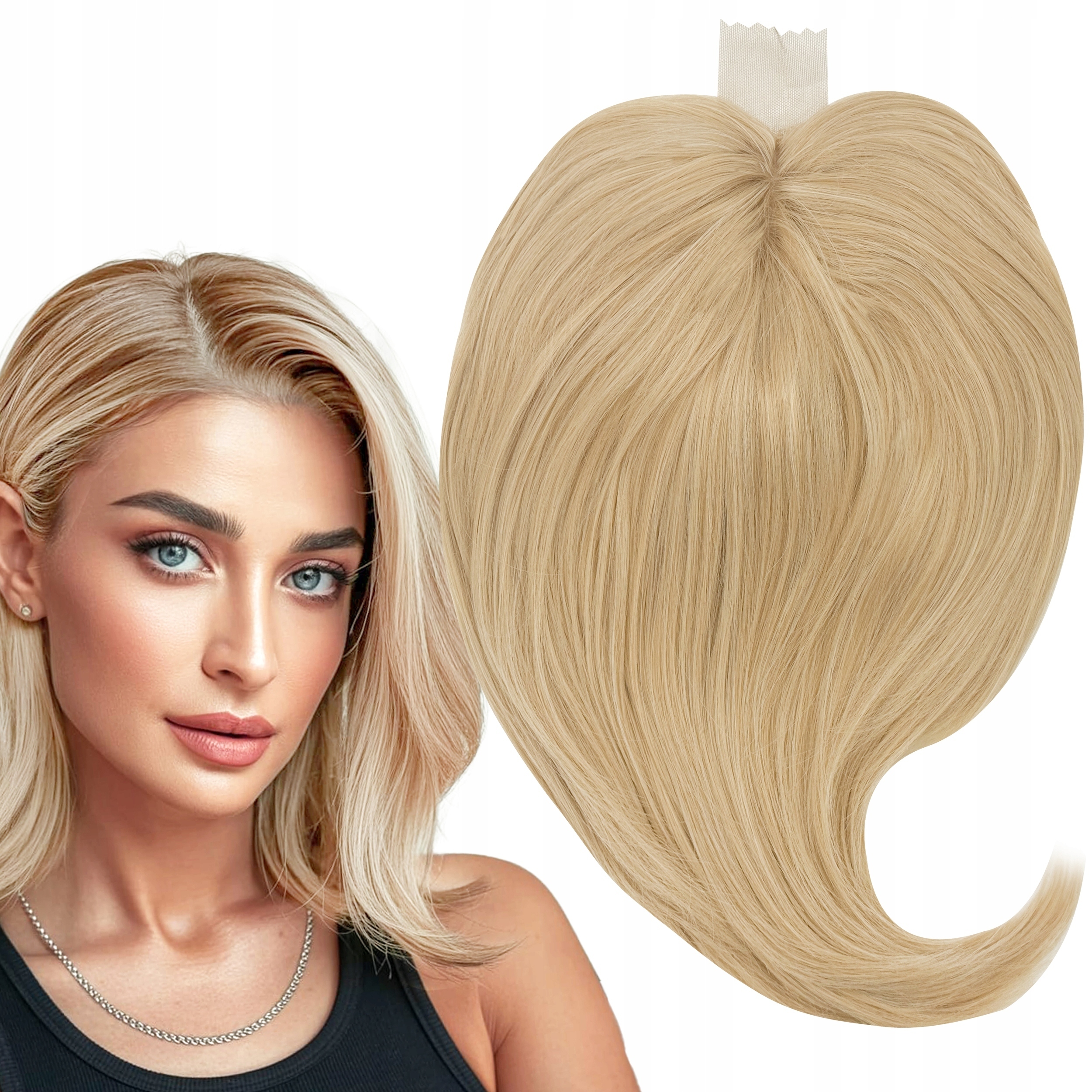 Topper Tupet Kompletní doplnění vlasů Syntetický Clip In Světlý Blond 40 cm