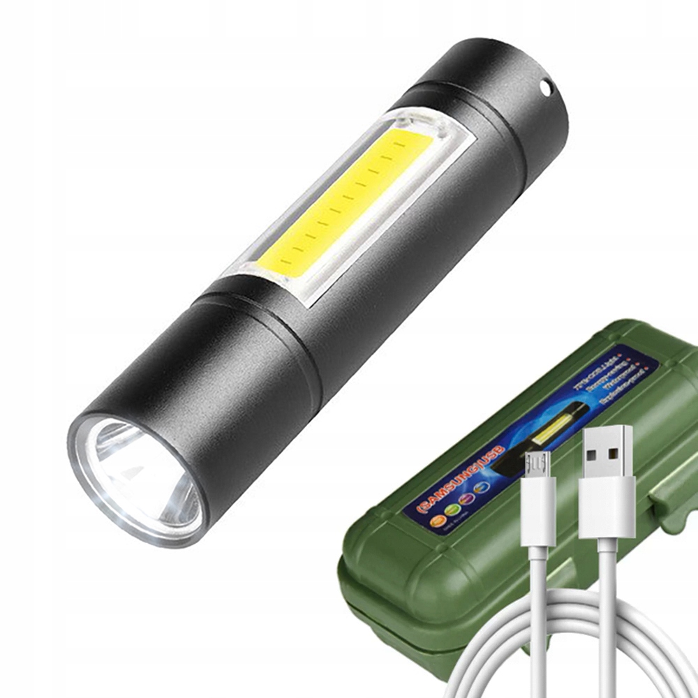 Latarka Taktyczna Mini Led Usb Akumulatorowa Bardzo Mocna W Etui Power