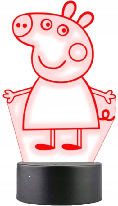 LAMPKA LED 3D ŚWINKA PEPPA ZMIANA KOLORÓW + PILOT