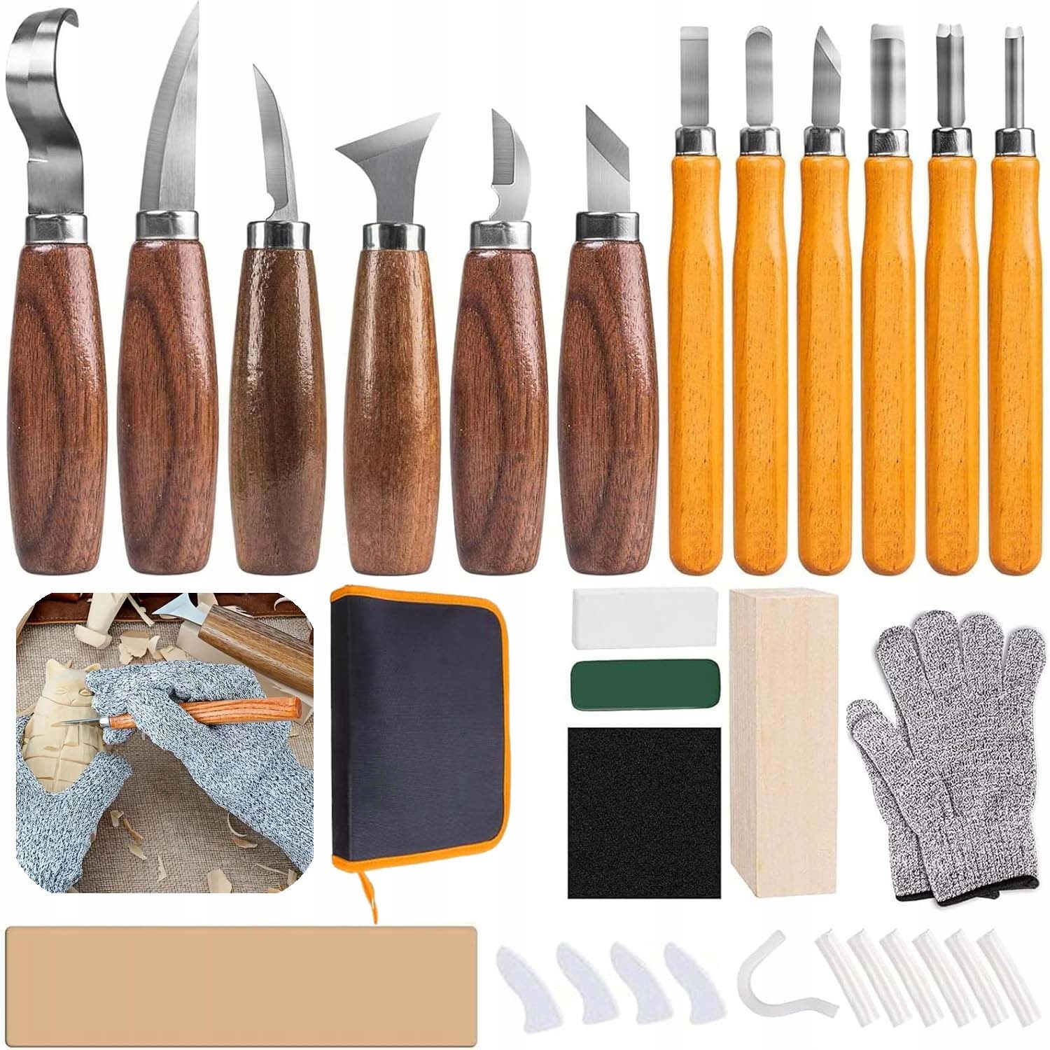 Nože Pro Vyřezávání Do Dřeva, Řezbářská Sada, Truhlářská Dláta, Pouzdro 19 Ks.